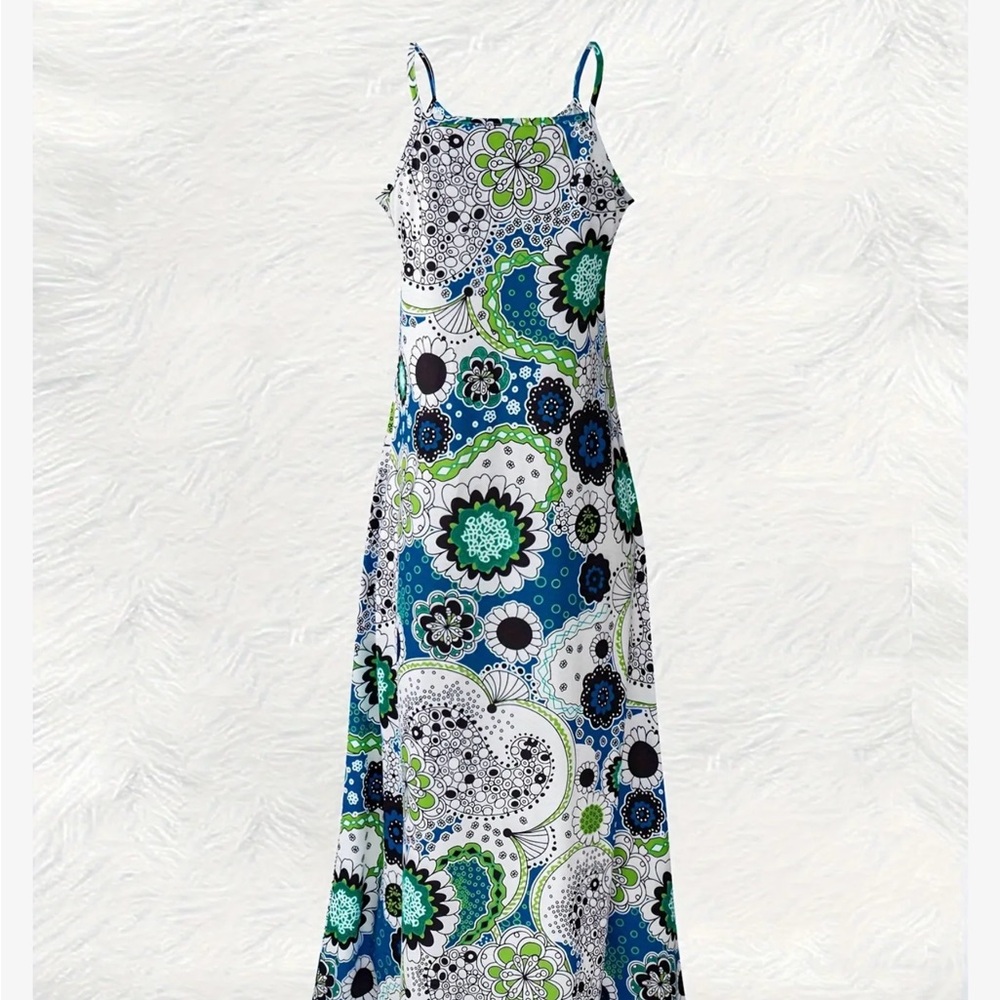 Floral Maxi Dress in Blue and Green - Picture 2 of 7